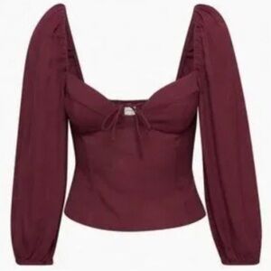 NWT Wilfred Novella, long sleeve top (aubergine/spiced burgundy)